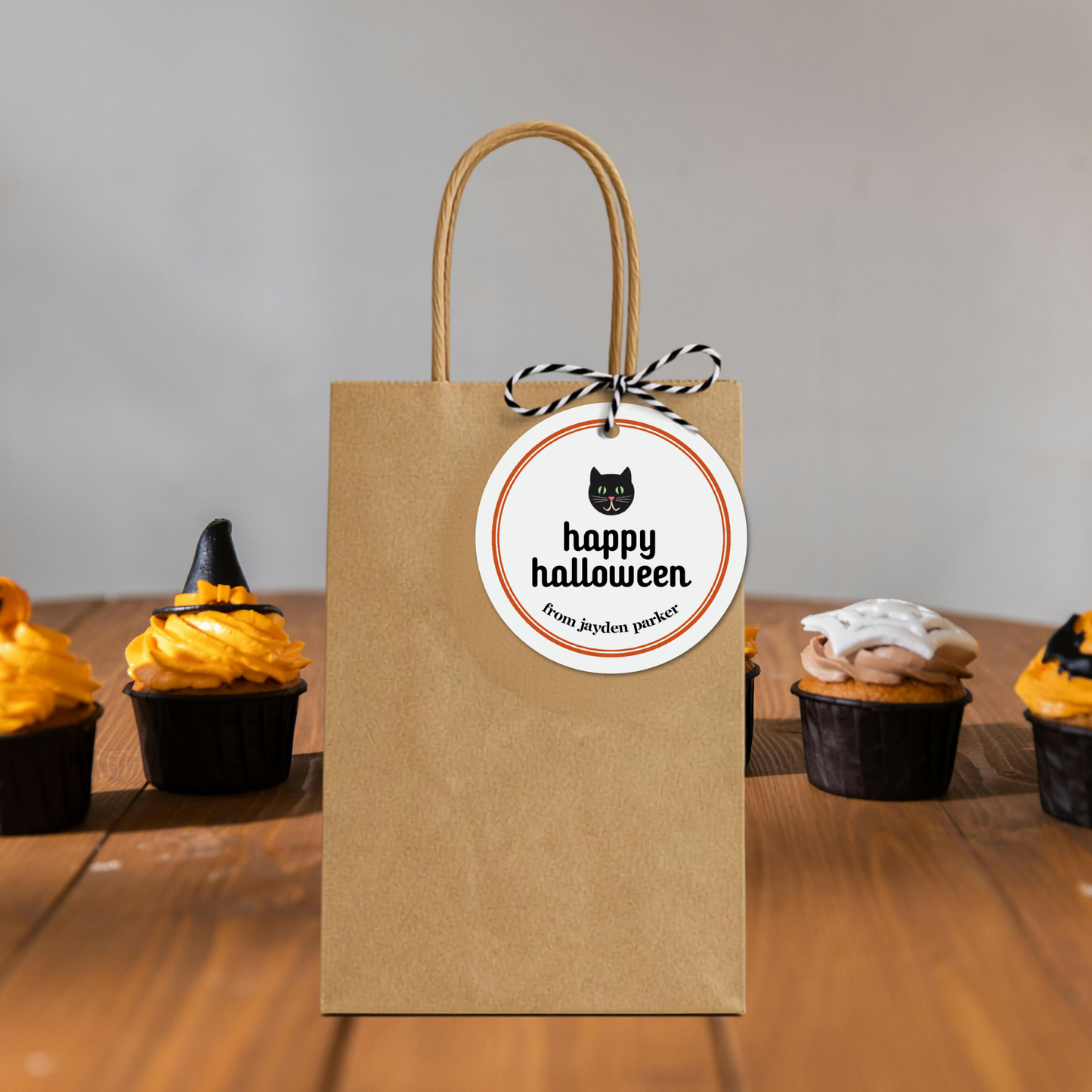 Halloween Black Cat Party Tag Set