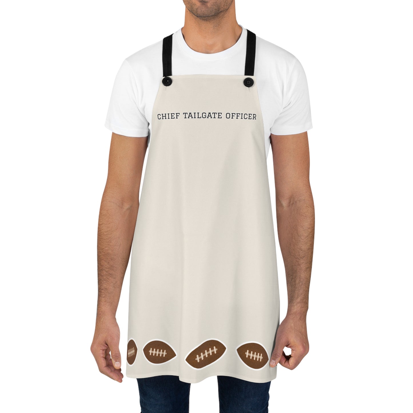 Football Game Day Chief Tailgate Officer Apron | Khaki