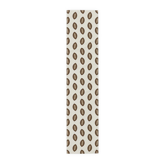 Whimsical Football Table Runner | Khaki Game Day Tailgate Party Decor | Cotton or Polyester