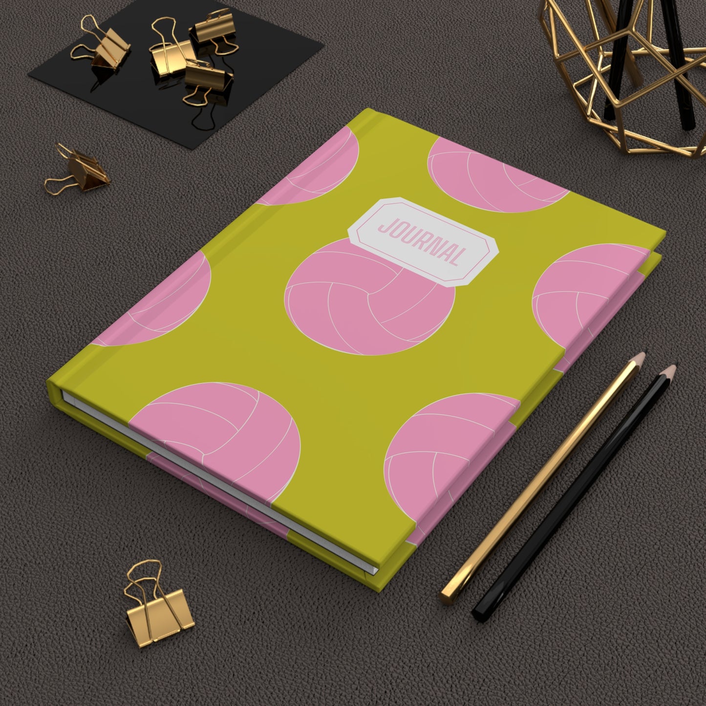 Volleyball Hardcover Journal | Pink/Lime Green