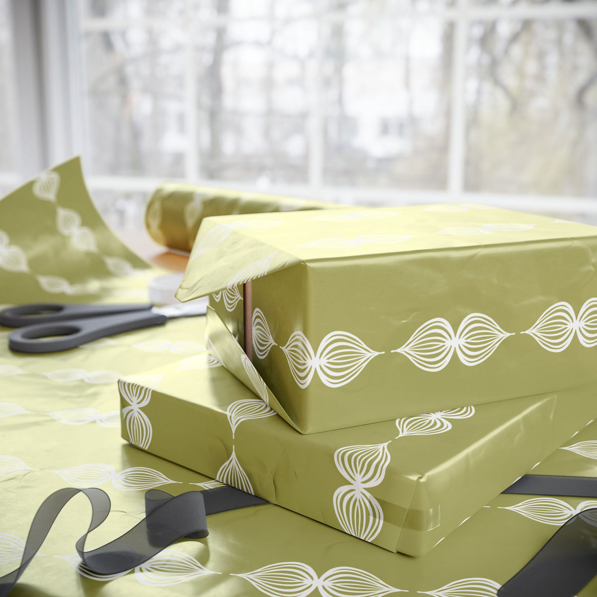 Green Botanical Chain Wrapping Paper