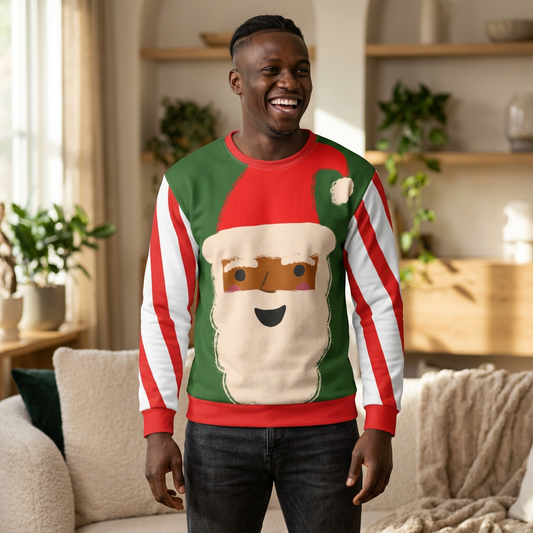 Retro Black Santa Christmas Sweatshirt | Green