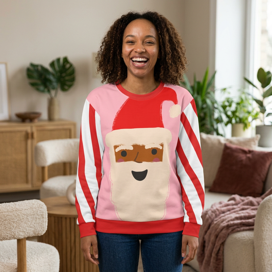 Retro Black Santa Christmas Sweatshirt | Pink