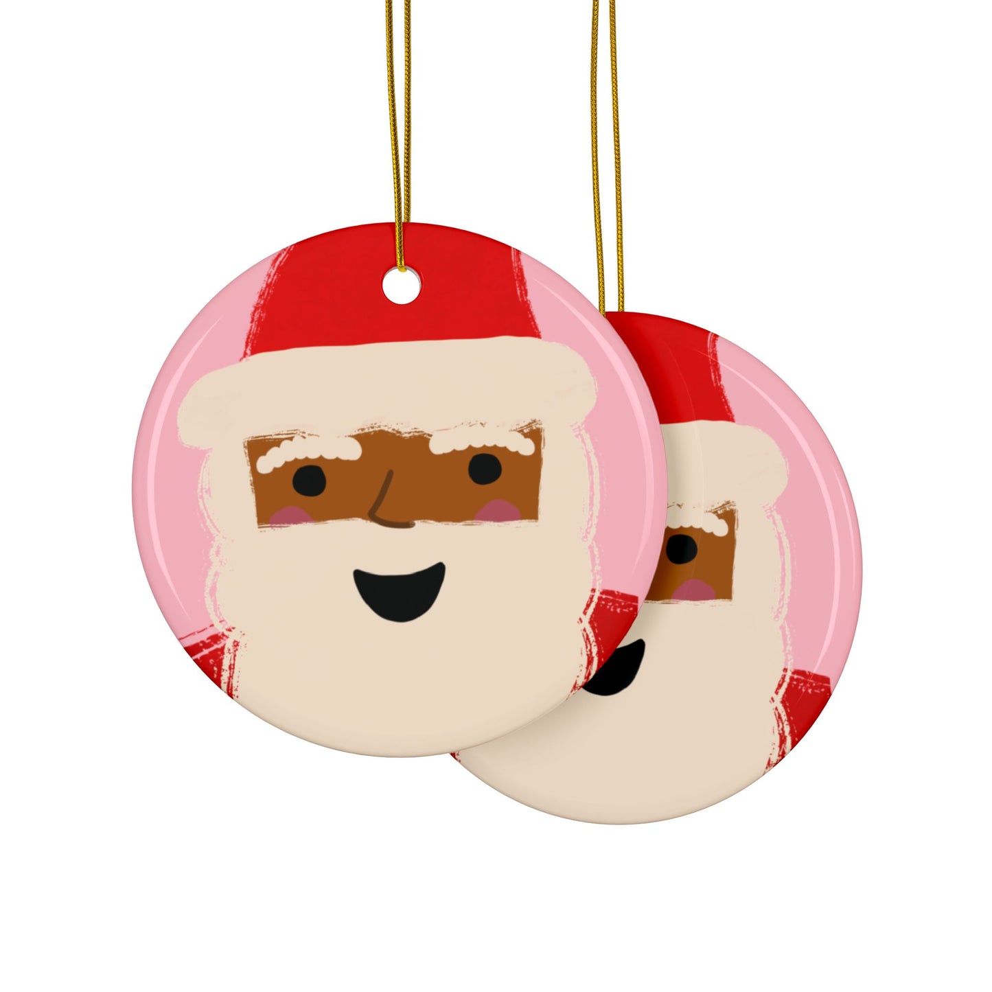 African American Santa Christmas Ornament | Pink