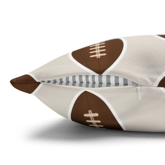 Hand-Drawn Football Throw Pillow Cover | Khaki
