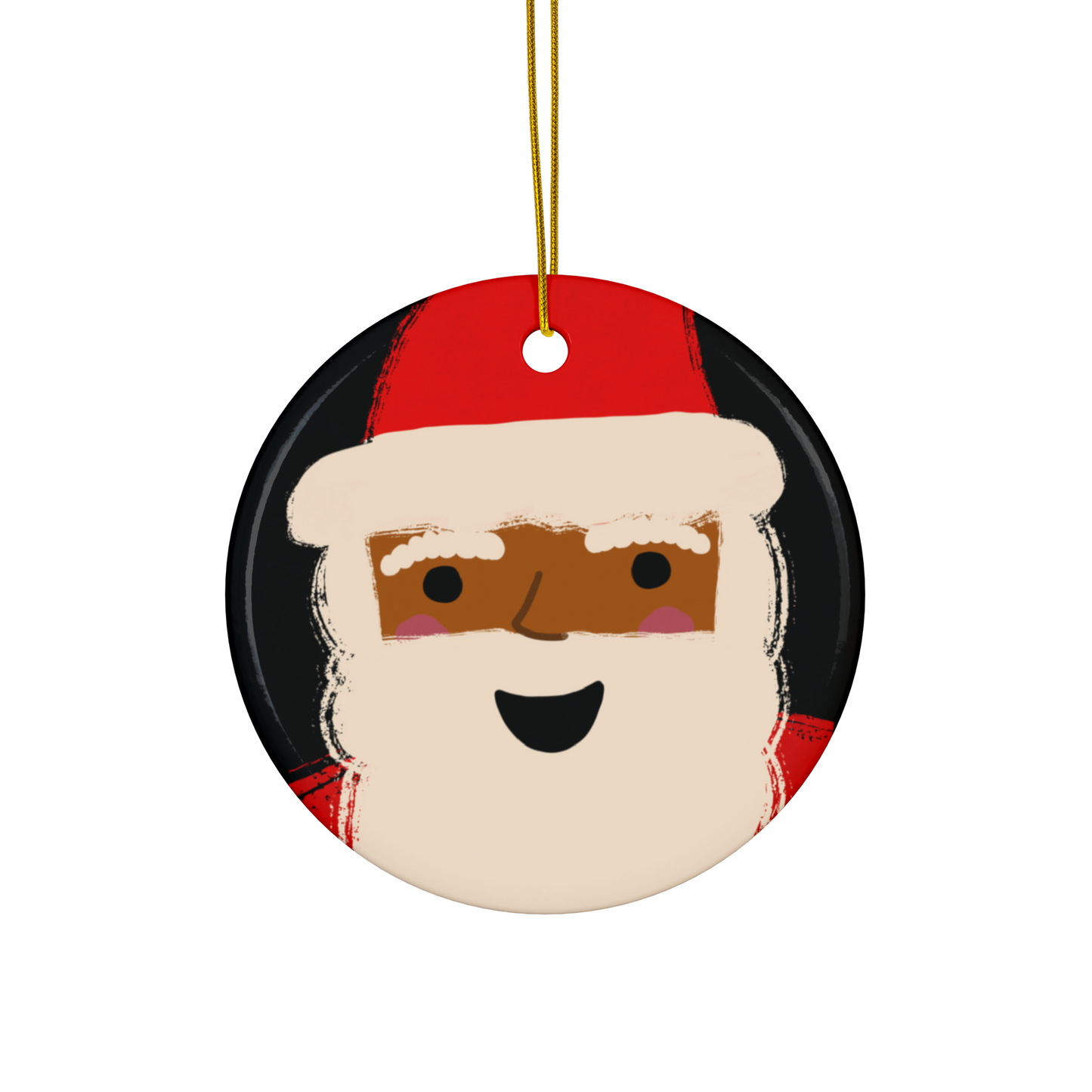 Happy Santa Christmas Ornament - African American