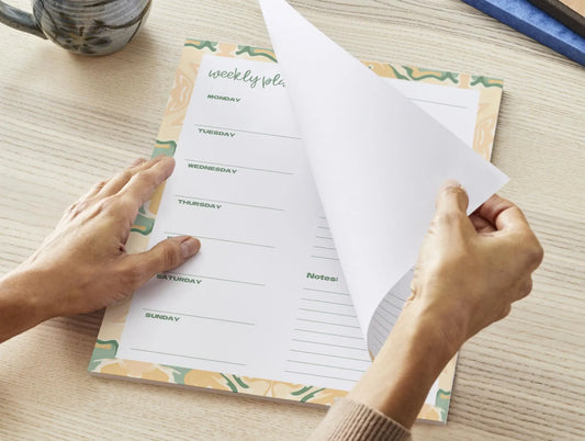 Floral Weekly Planner Notepad | Yellow & Green