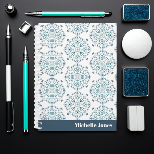 Custom Coastal Blue Mosaic Notebook