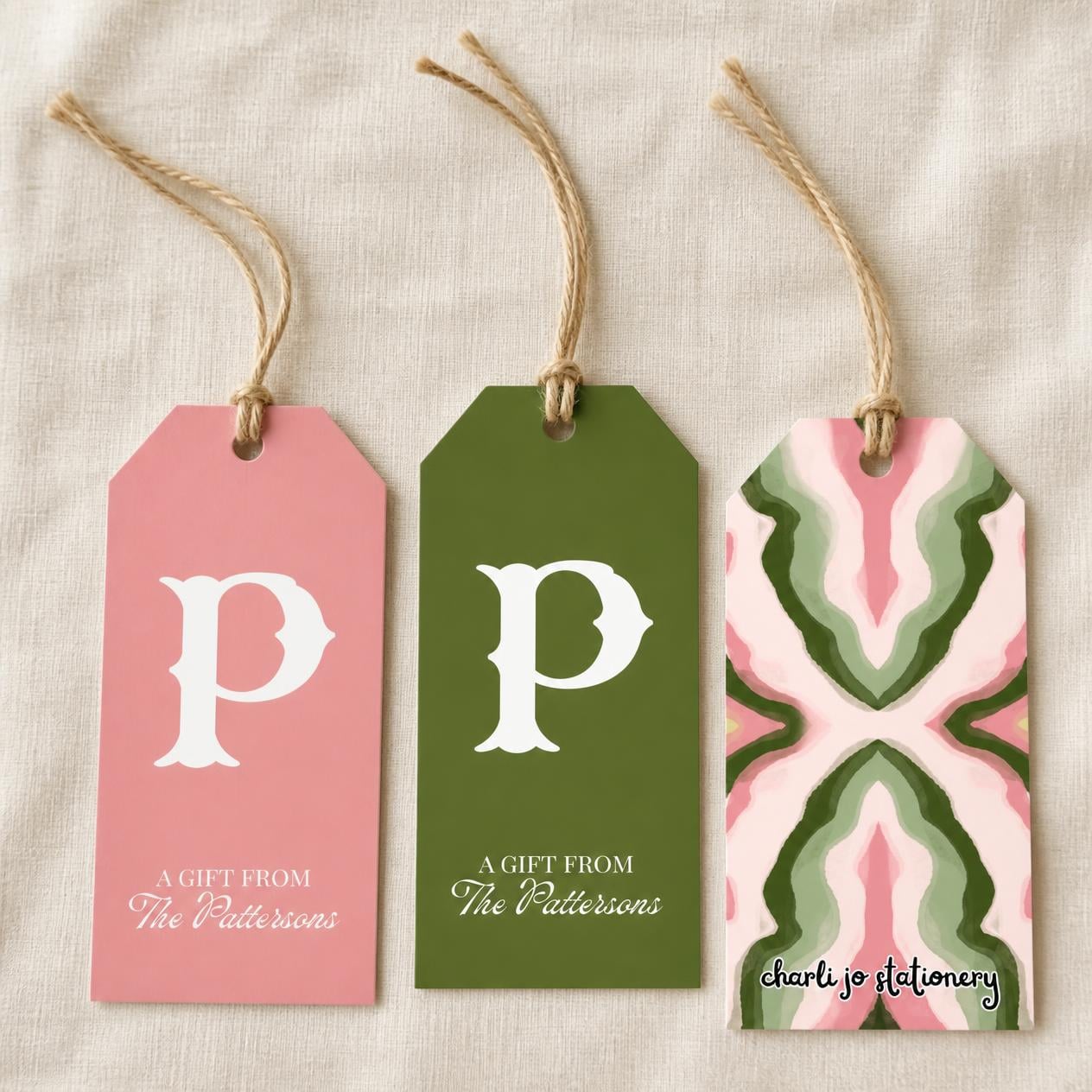 Personalized Pink & Green Gift Tags
