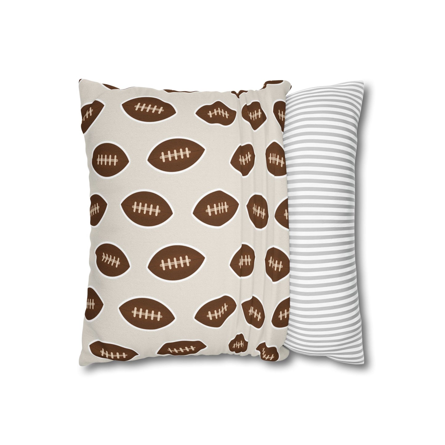 Hand-Drawn Football Throw Pillow Cover | Khaki