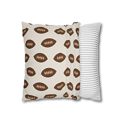 Hand-Drawn Football Throw Pillow Cover | Khaki