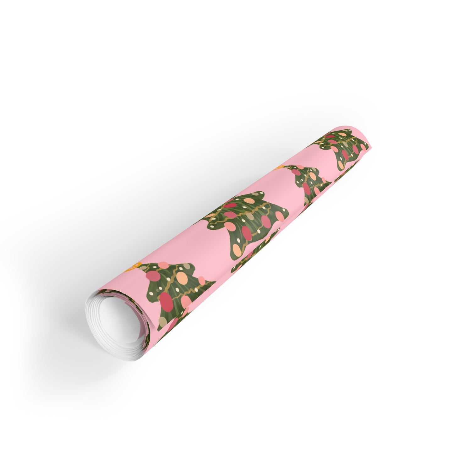 Whimsical Pink Christmas Tree Wrapping Paper