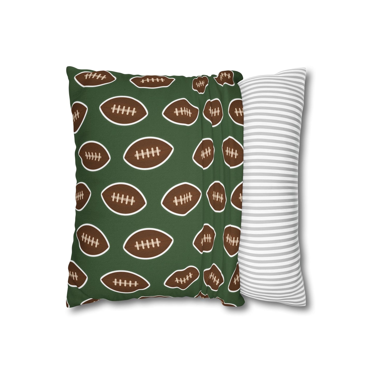 Hand-Drawn Football Throw Pillow Cover | Olive Green