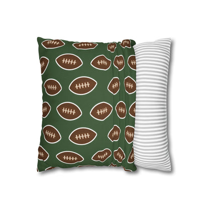 Hand-Drawn Football Throw Pillow Cover | Olive Green