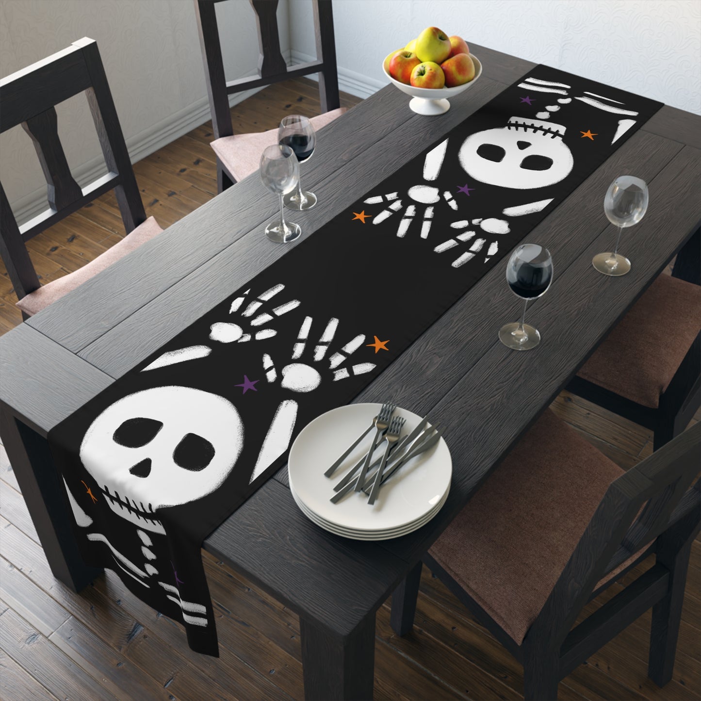 Dancing Skeleton Halloween Table Runner