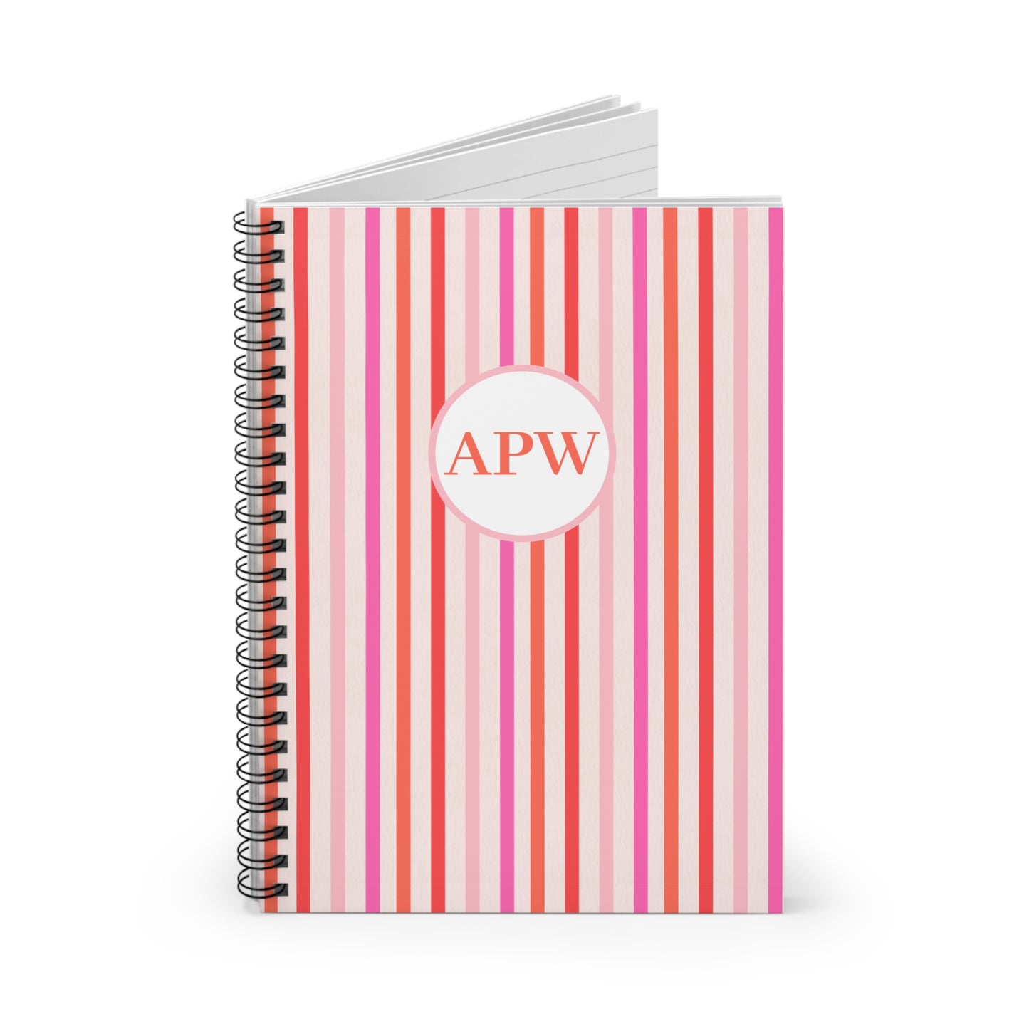 Personalized Preppy Spiral Notebook | Pink and Orange | Ruled Line