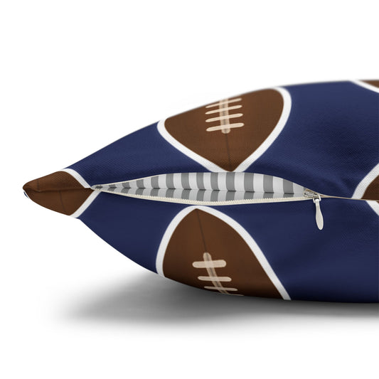 Hand-Drawn Football Throw Pillow Cover | Navy Blue