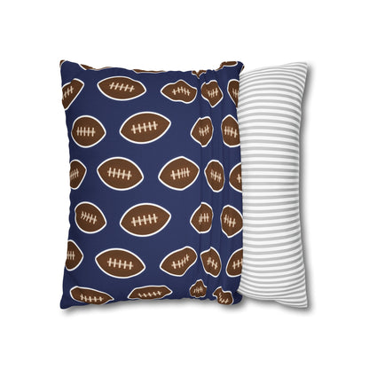 Hand-Drawn Football Throw Pillow Cover | Navy Blue
