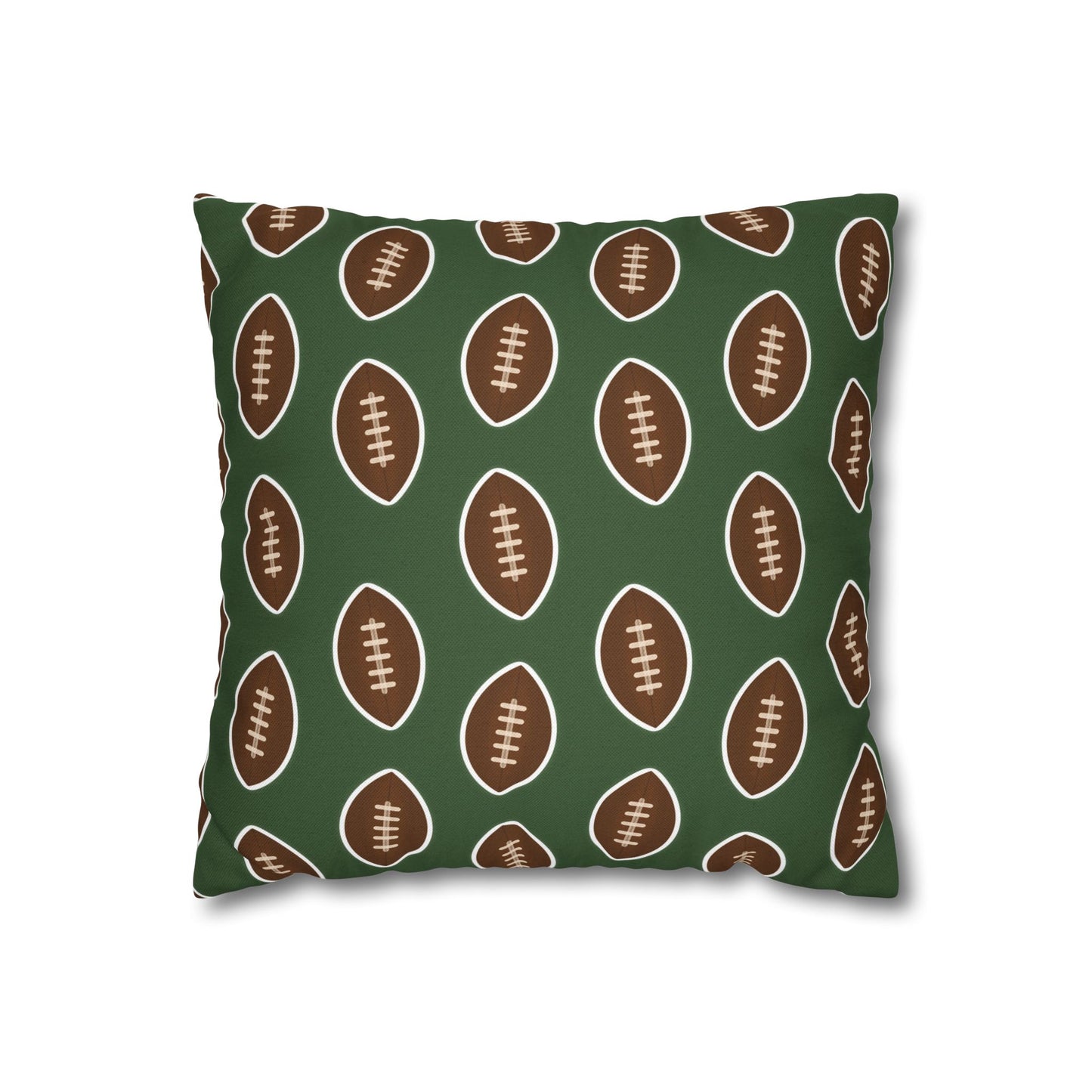 Hand-Drawn Football Throw Pillow Cover | Olive Green