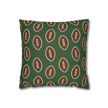 Hand-Drawn Football Throw Pillow Cover | Olive Green