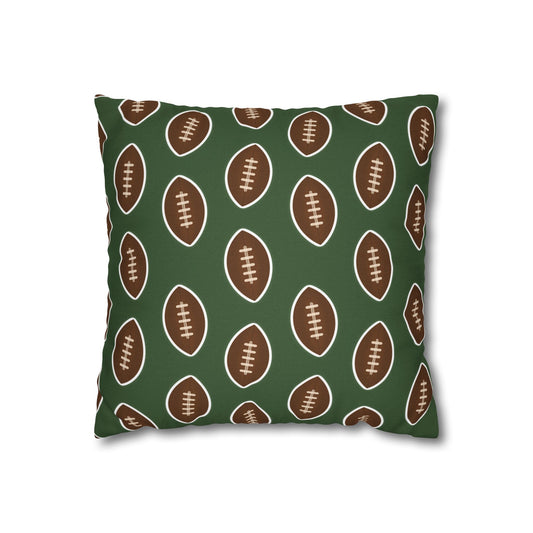 Hand-Drawn Football Throw Pillow Cover | Olive Green