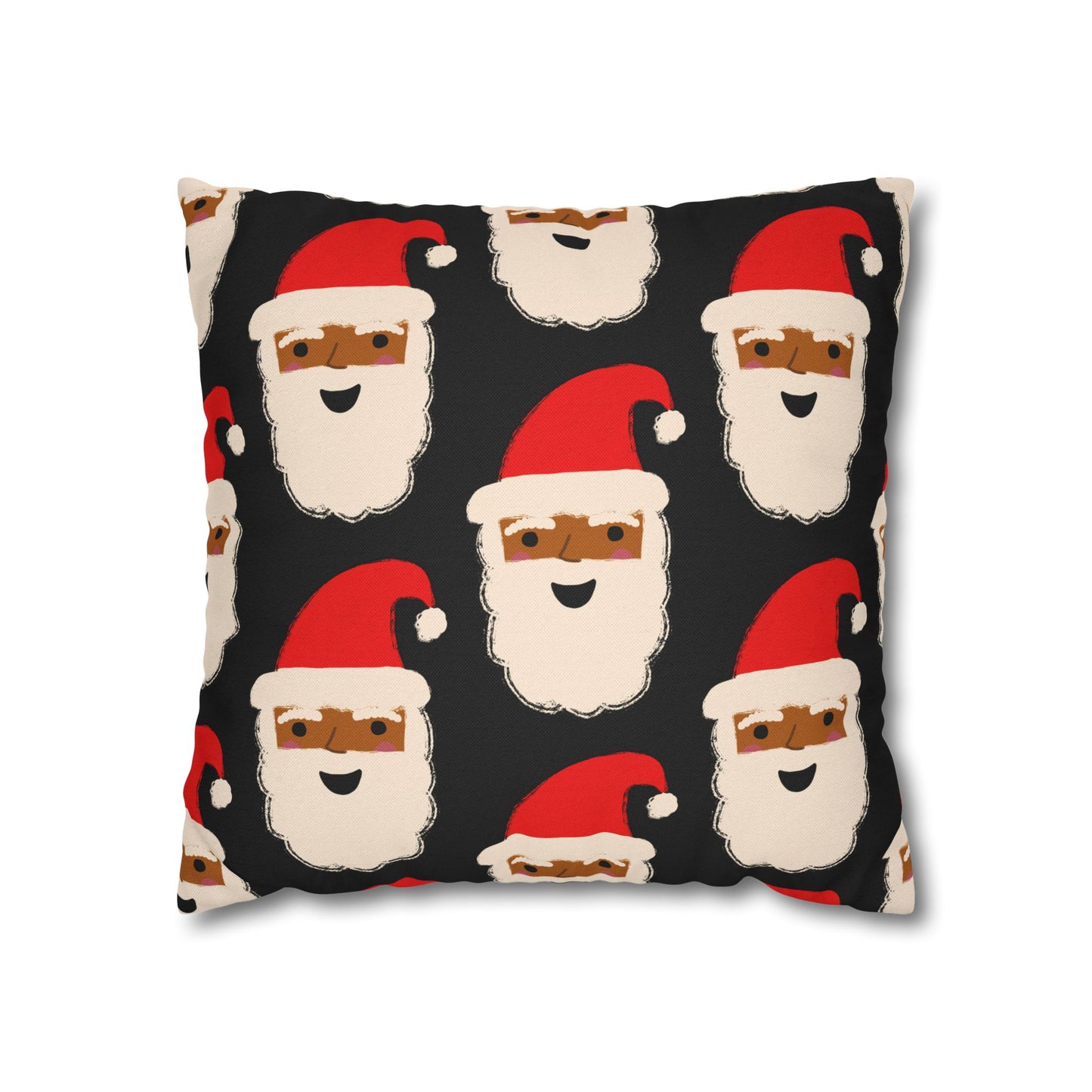 African American Santa Throw Pillow Cover | Black
