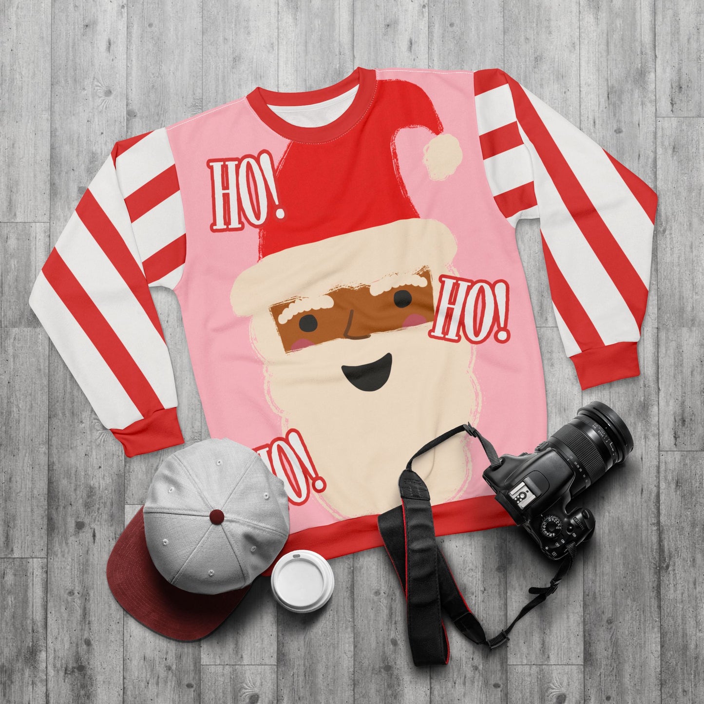 Retro Black Santa Christmas Sweatshirt | Pink