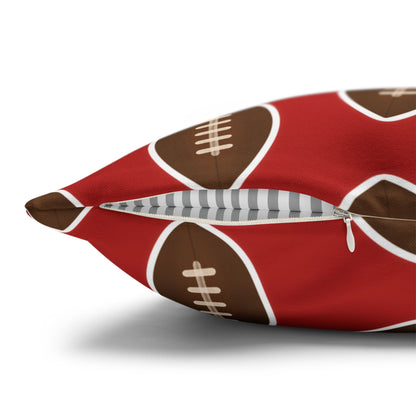 Hand-Drawn Football Throw Pillow Cover | Dark Red