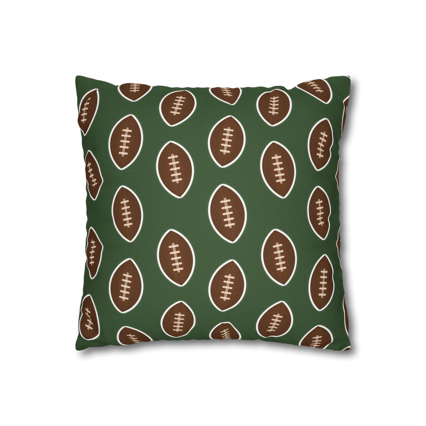 Hand-Drawn Football Throw Pillow Cover | Olive Green