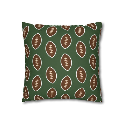 Hand-Drawn Football Throw Pillow Cover | Olive Green