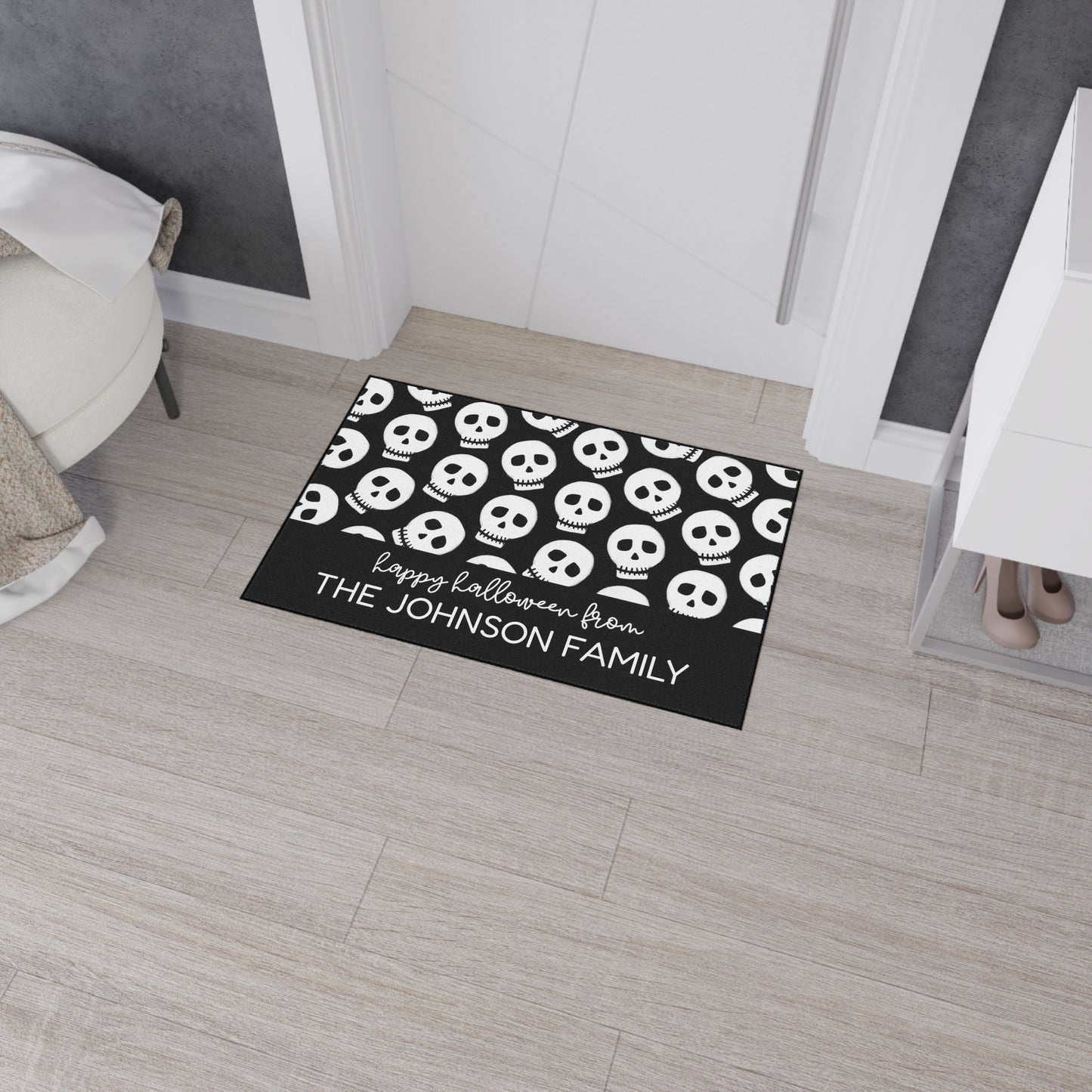 Custom Spooky Skull Halloween Doormat