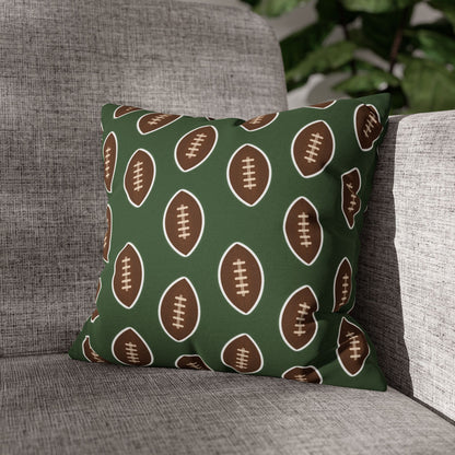 Hand-Drawn Football Throw Pillow Cover | Olive Green