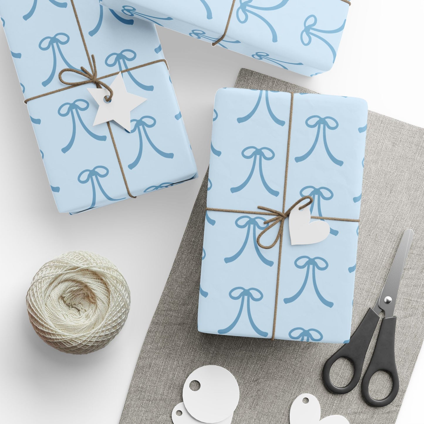 Blue Bow Gift Wrapping Paper