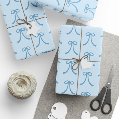 Blue Bow Gift Wrapping Paper