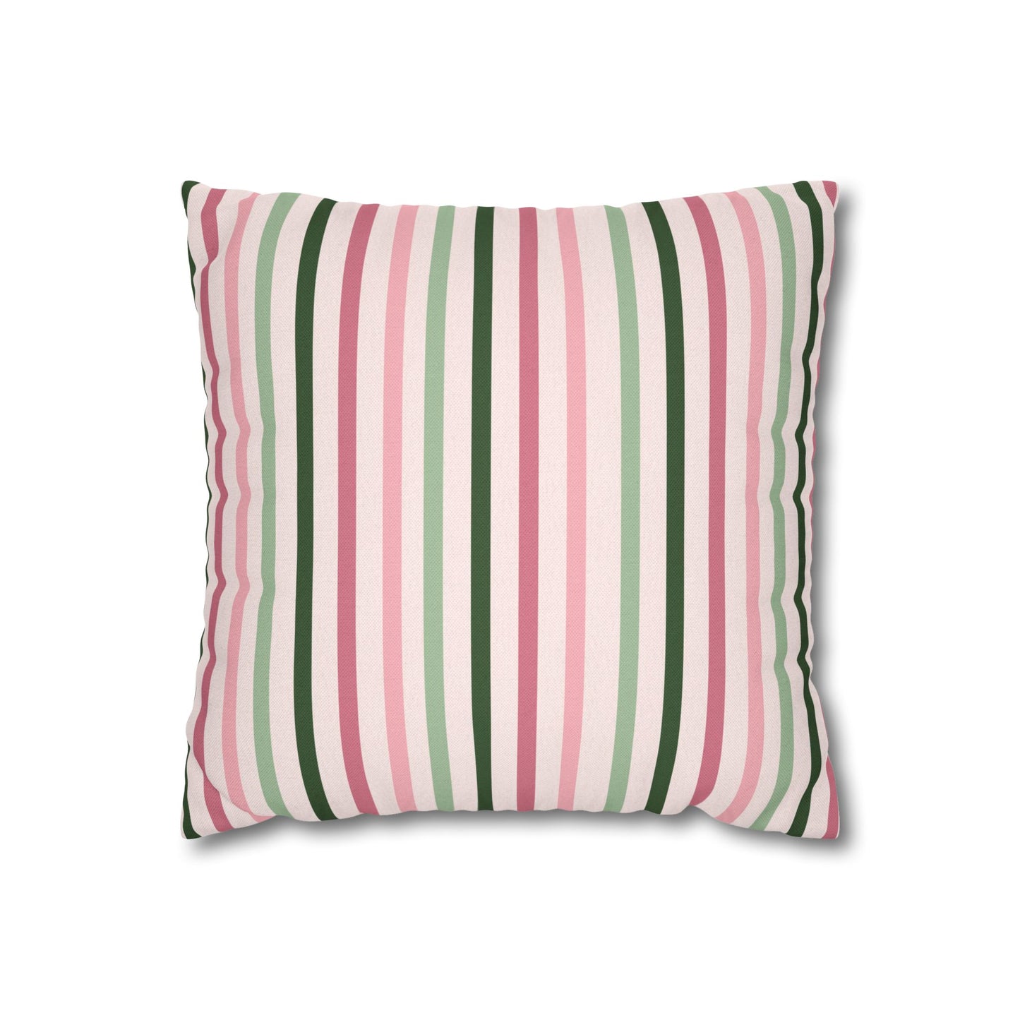 Pink and Green Striped Pattern Throw Pillow Cover