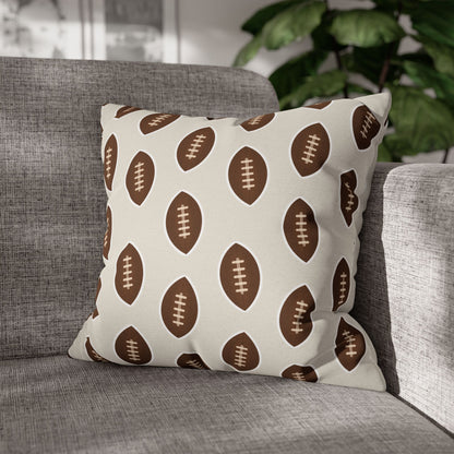 Hand-Drawn Football Throw Pillow Cover | Khaki