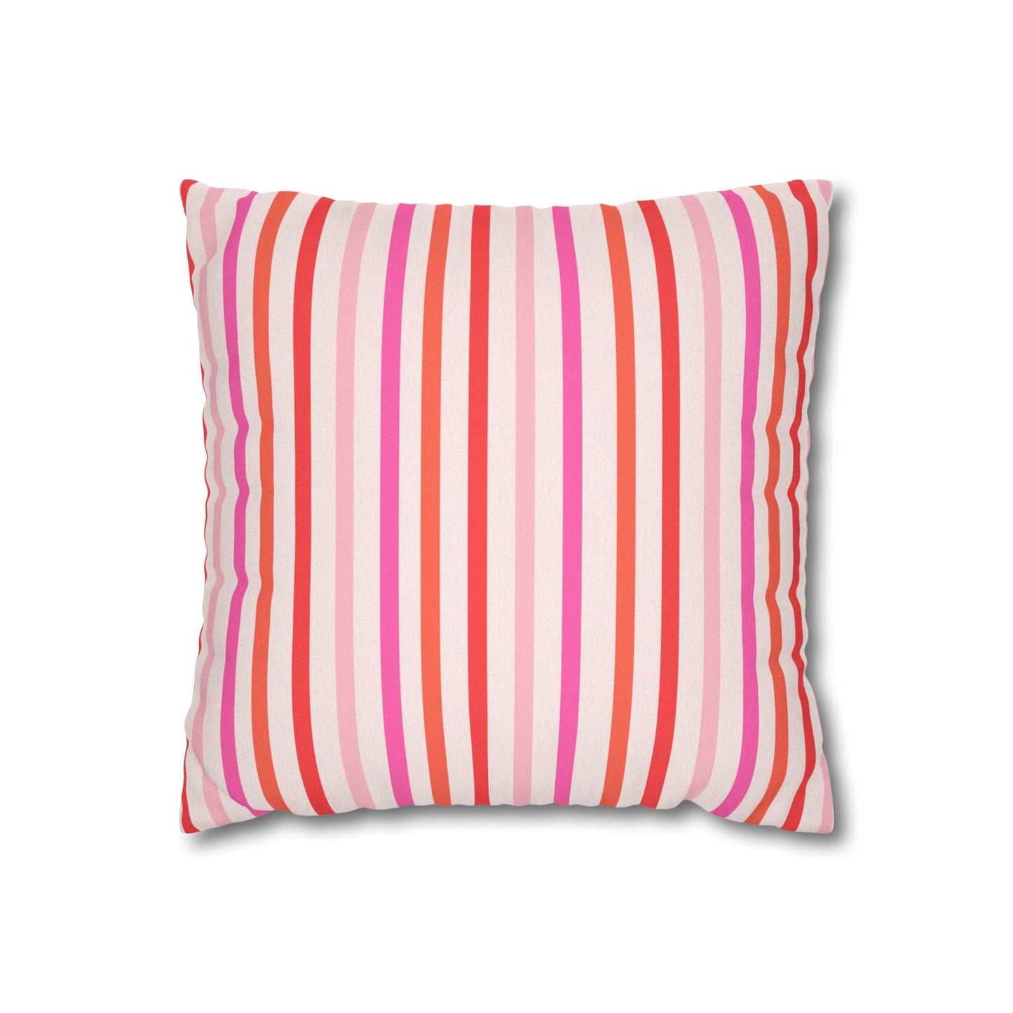 Pink and Orange Striped Pattern Throw Pillow Cover