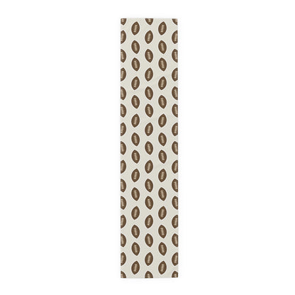 Whimsical Football Table Runner | Khaki Game Day Tailgate Party Decor | Cotton or Polyester
