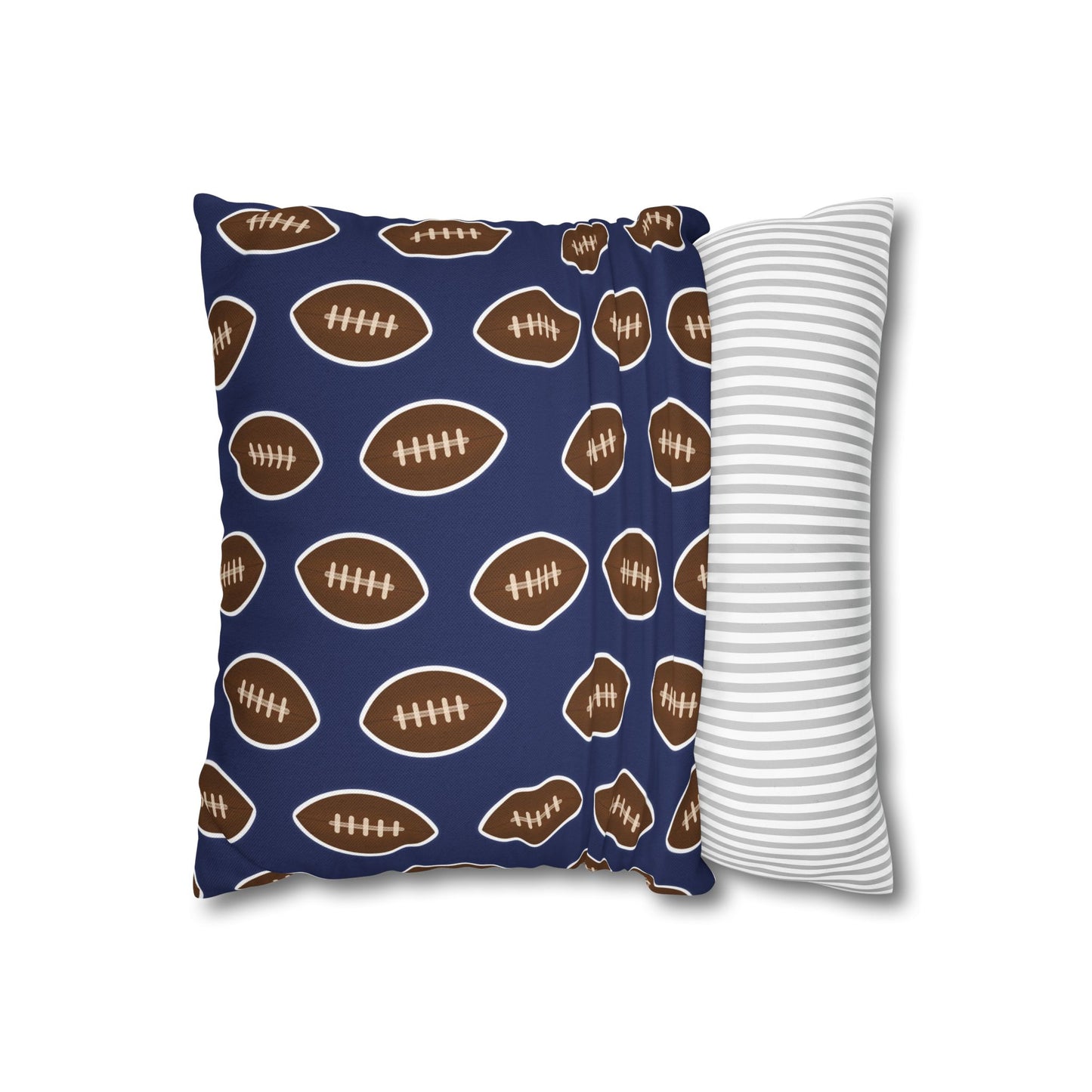 Hand-Drawn Football Throw Pillow Cover | Navy Blue