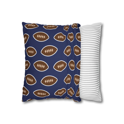 Hand-Drawn Football Throw Pillow Cover | Navy Blue