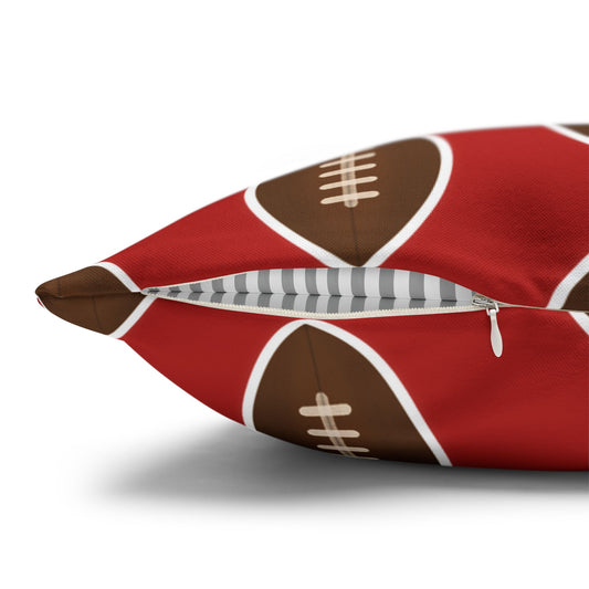Hand-Drawn Football Throw Pillow Cover | Dark Red