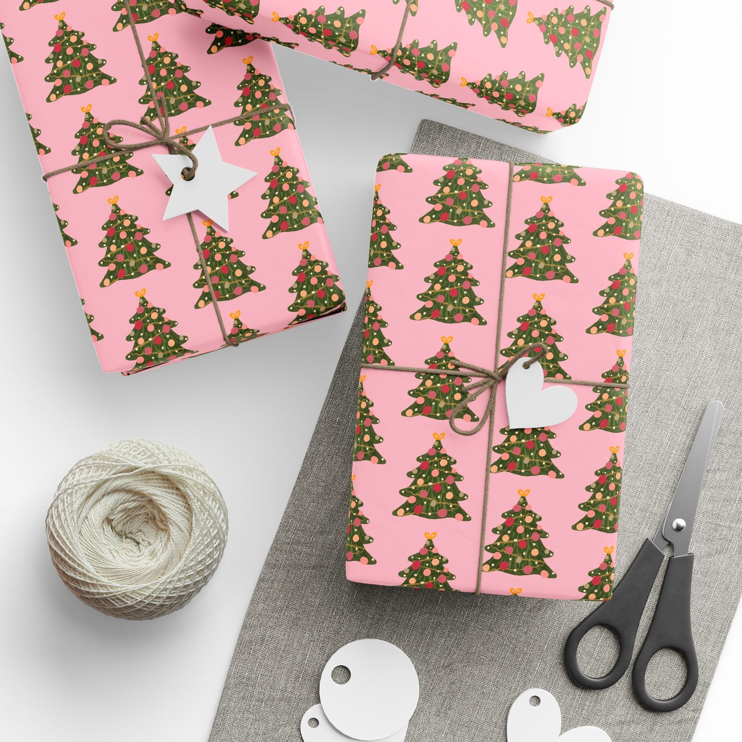 Christmas Tree Wrapping Paper | Pink