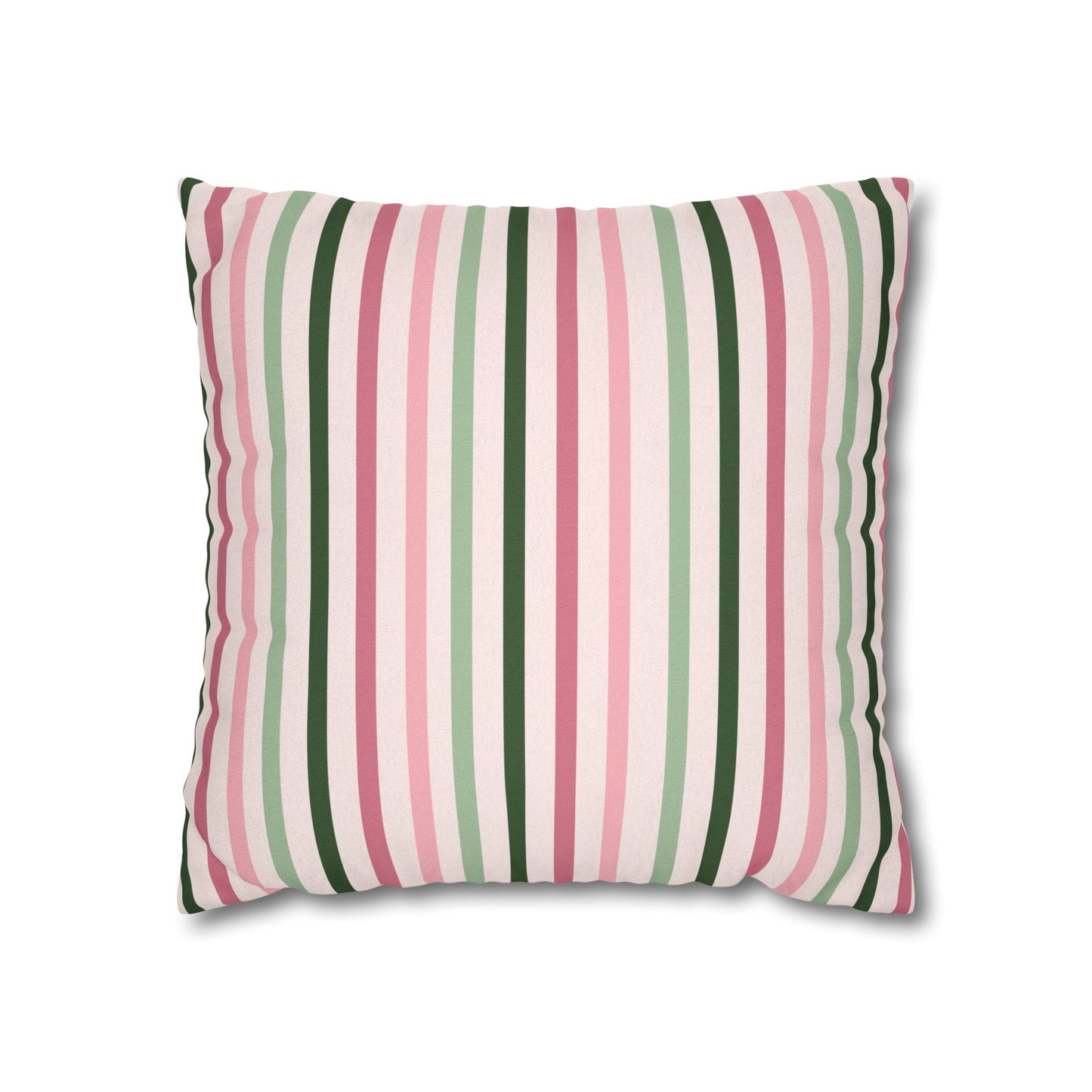 Pink and Green Striped Pattern Throw Pillow Cover