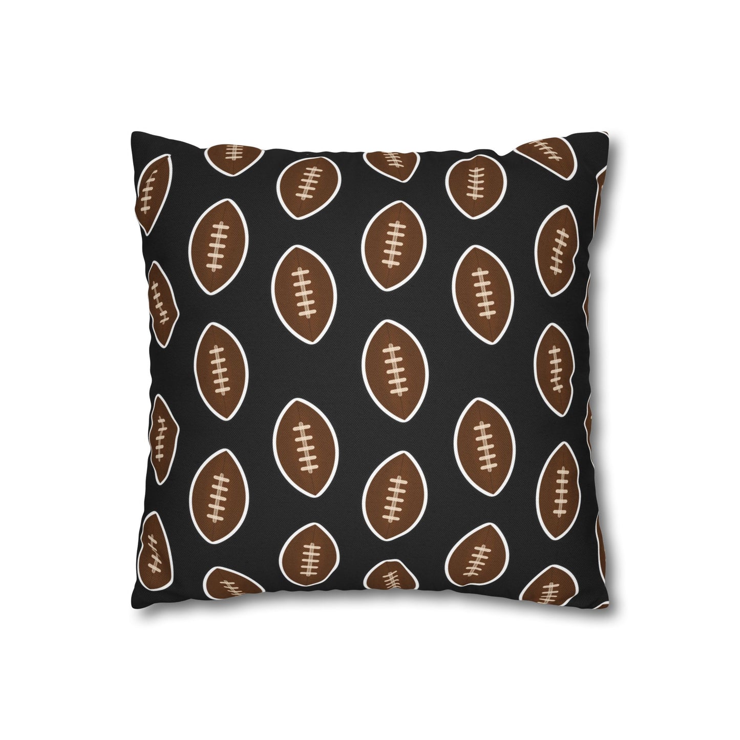 Hand-Drawn Football Throw Pillow Cover | Black