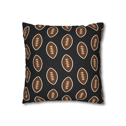Hand-Drawn Football Throw Pillow Cover | Black