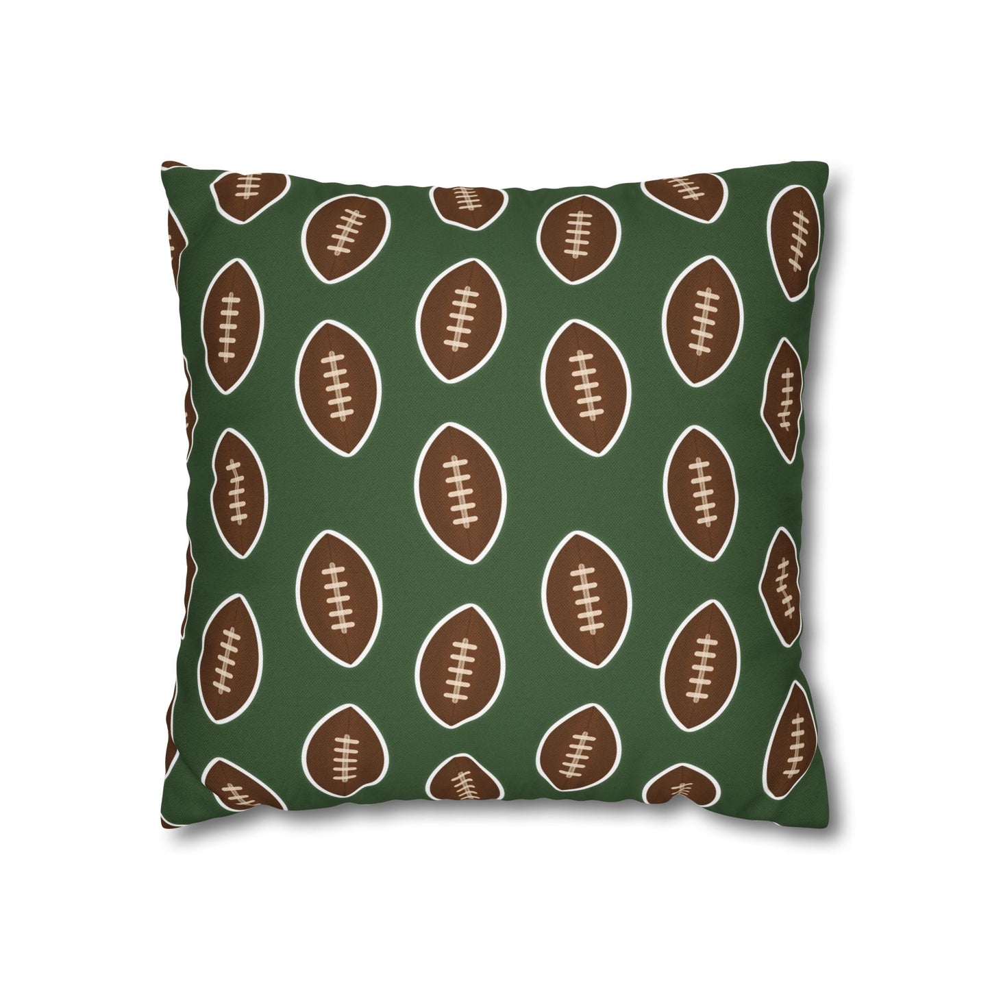 Hand-Drawn Football Throw Pillow Cover | Olive Green