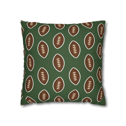 Hand-Drawn Football Throw Pillow Cover | Olive Green