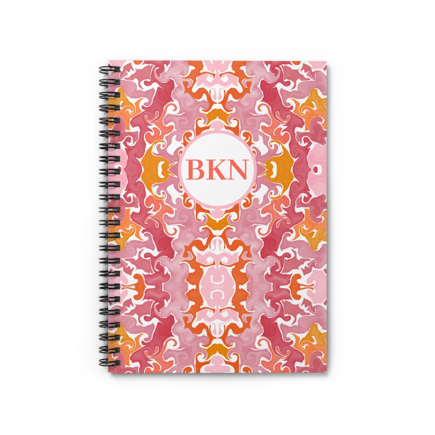 Personalized Marbled Spiral Notebook | Pink and Orange | Ruled Line