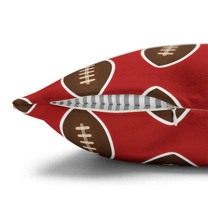 Hand-Drawn Football Throw Pillow Cover | Dark Red