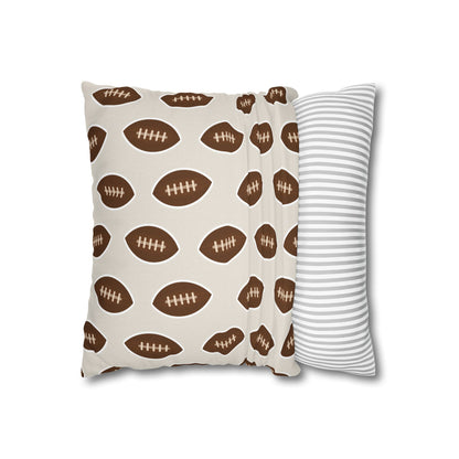 Hand-Drawn Football Throw Pillow Cover | Khaki